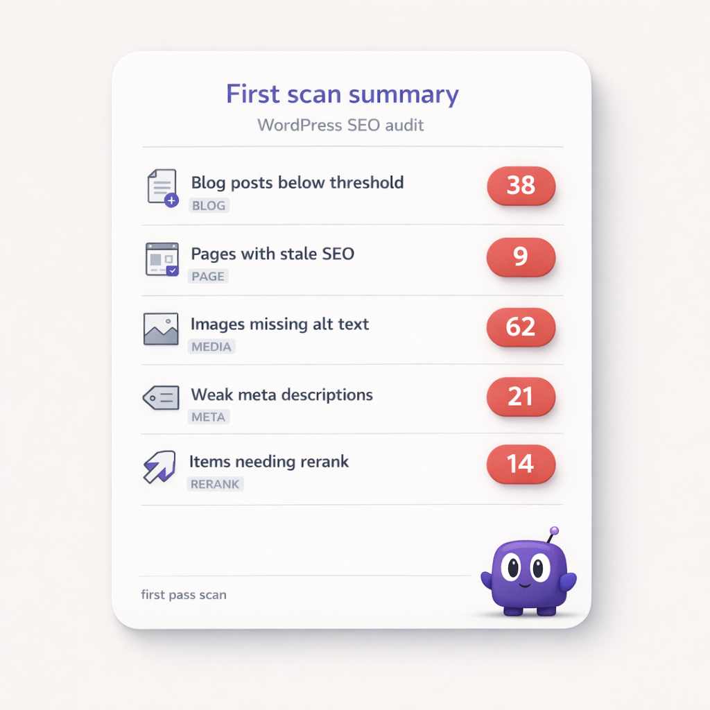 First Scan SEO Findings Snapshot