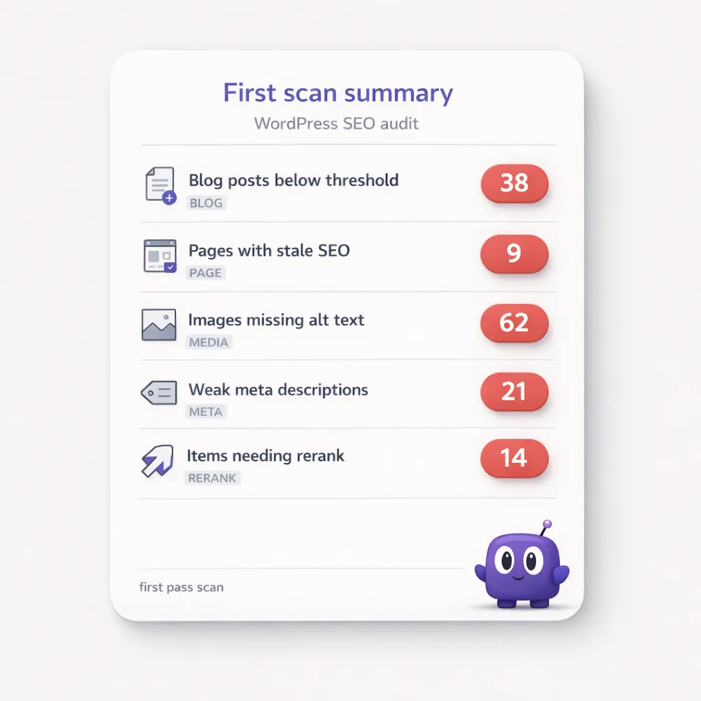 First Scan SEO Findings Snapshot